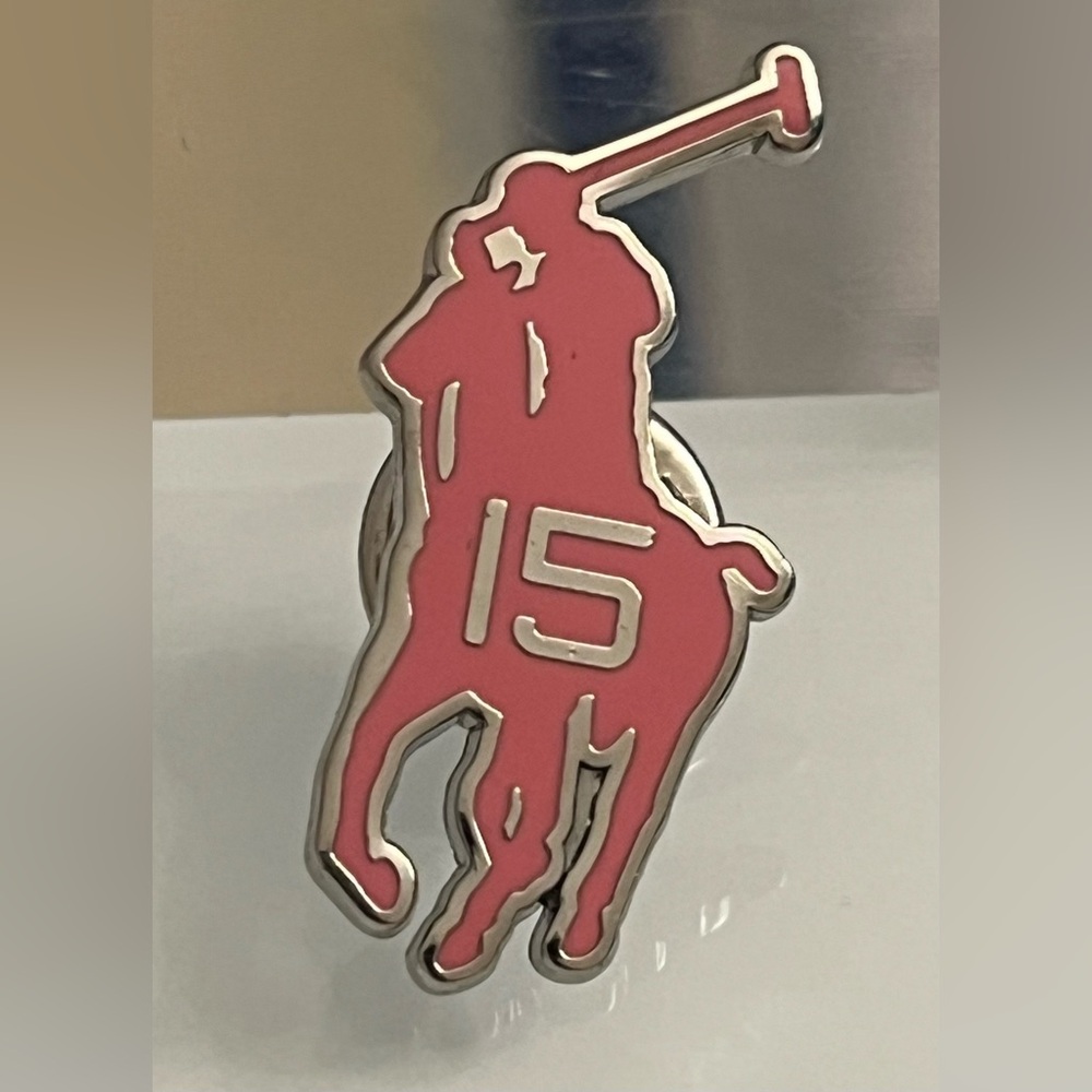 RALPH LAUREN Silver Tone Pink Pony 15 Pin Fashion Icon Fashion Designer